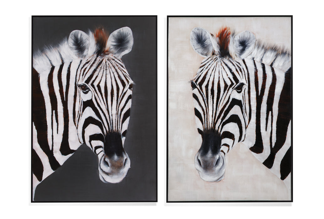 Zebra Positive and Negative  Framed Canvas Set of 2