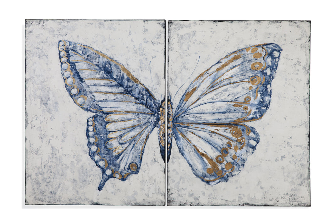 Blue Butterfly Canvas Art Set of 2