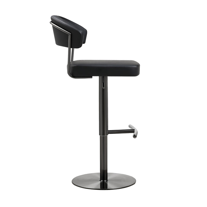 Cosmo Black Performance Vegan Leather on Black Steel Barstool