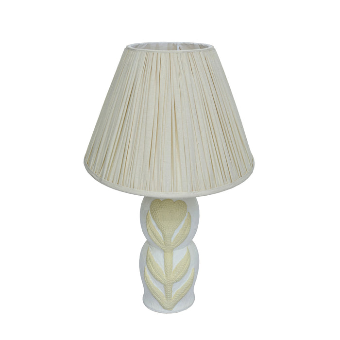 Edith - Curved Papier Mache Flower Pleated Table Lamp - Cream - DecorGalore4U