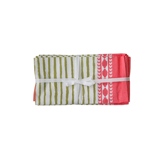 Crissy - Bamboo Cotton Canvas Printed Napkins (Set of 4) - Pink - DecorGalore4U