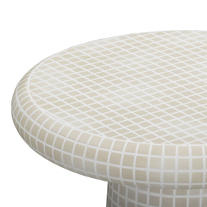 Monica - Tiled Pattern Tall Side Table - Beige