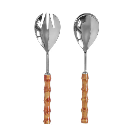 Bamboozled - Stainless Steel Salad Serving Spoons (Set of 2) - Pearl Silver - DecorGalore4U