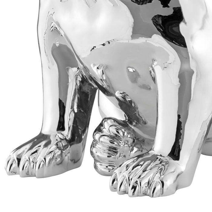 French Bulldog Sitting Sculpture // Chrome & Black