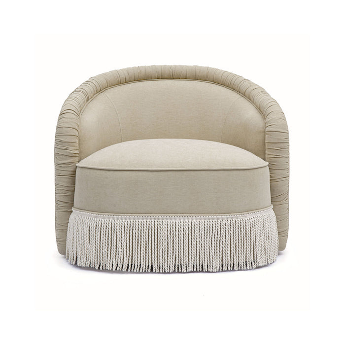 Pamela - Chenille Tassel Lounge Chair - Tan - DecorGalore4U