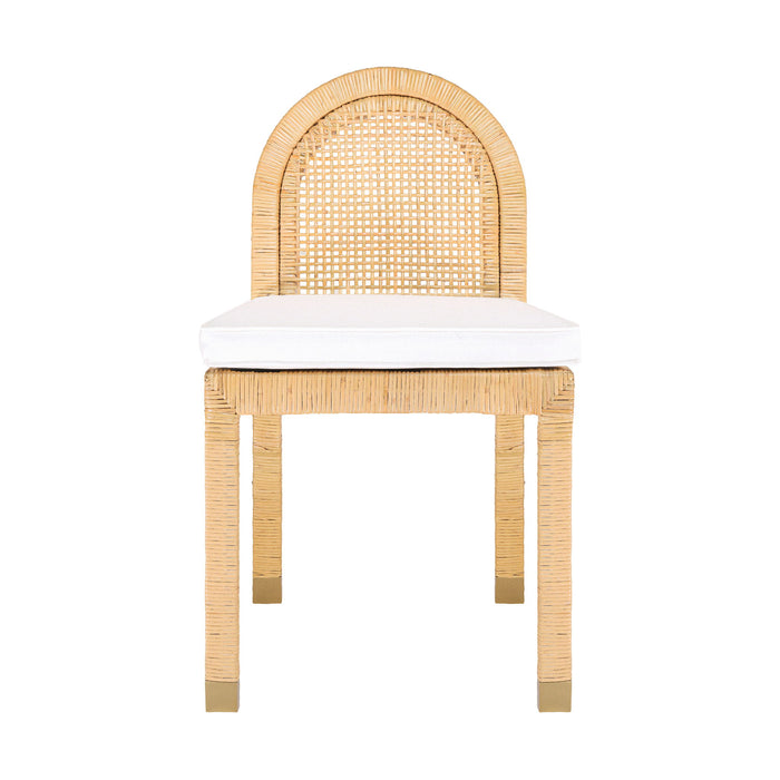 Amara Natural Rattan and Performance Fabric Arched Back Dining Chair