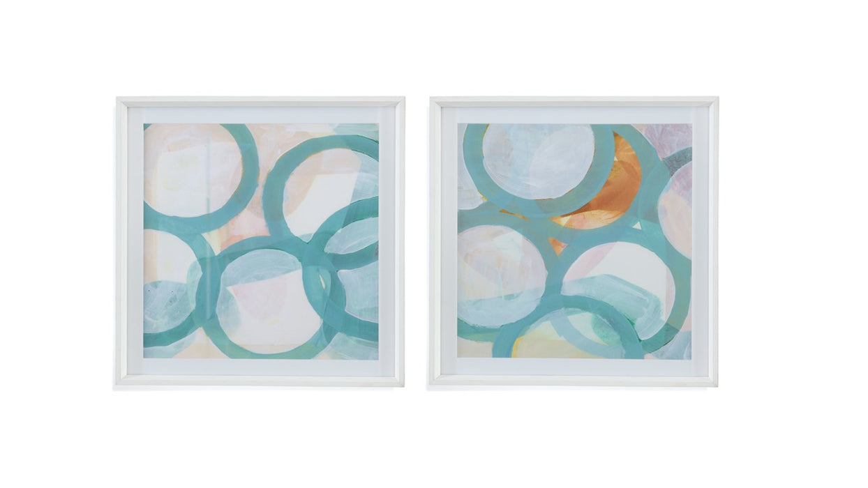 Aqua Circles Framed Print Set of 2