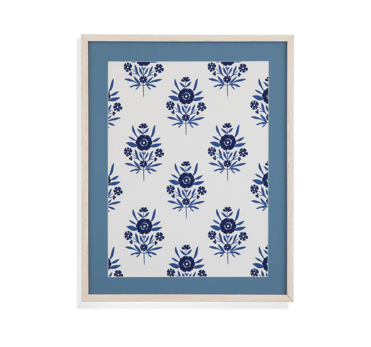 Indigo Bloom Pattern II Framed Print