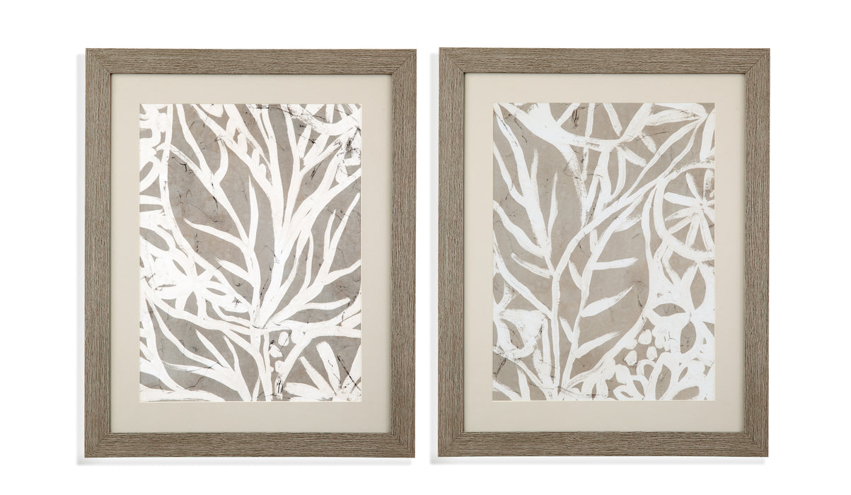 Mudcloth Foliage Framed Print Set of 2