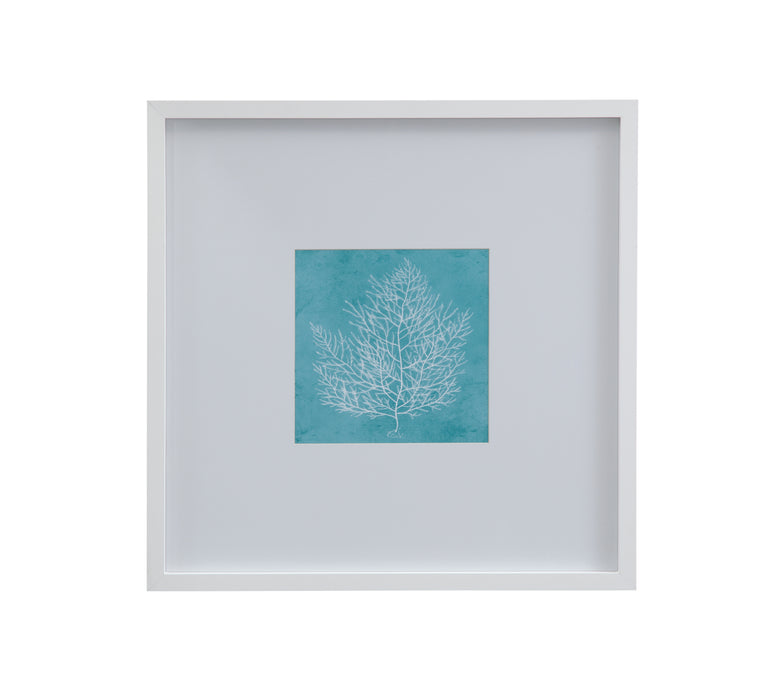 White Coral on Blue I Framed Print