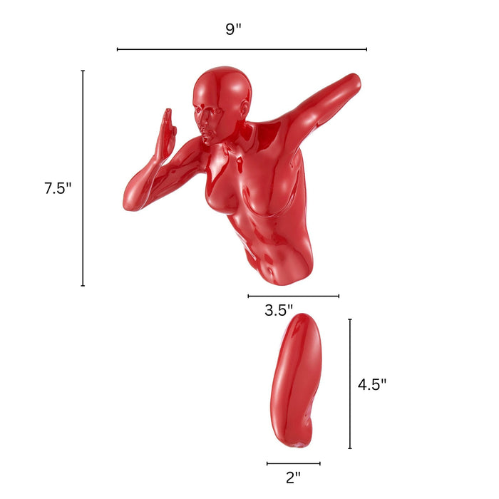 Red Wall Runner 13" Woman Sculpture