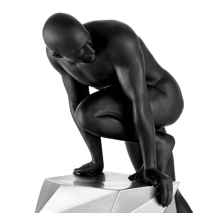 Sensuality Man Sculpture // Matte Black and Chrome