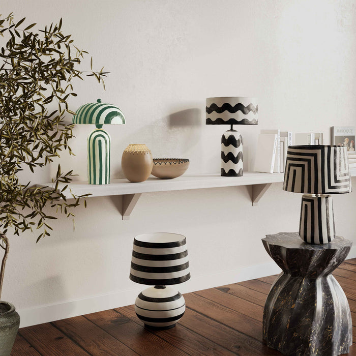 Maiori - Striped Papier Mache Table Lamp