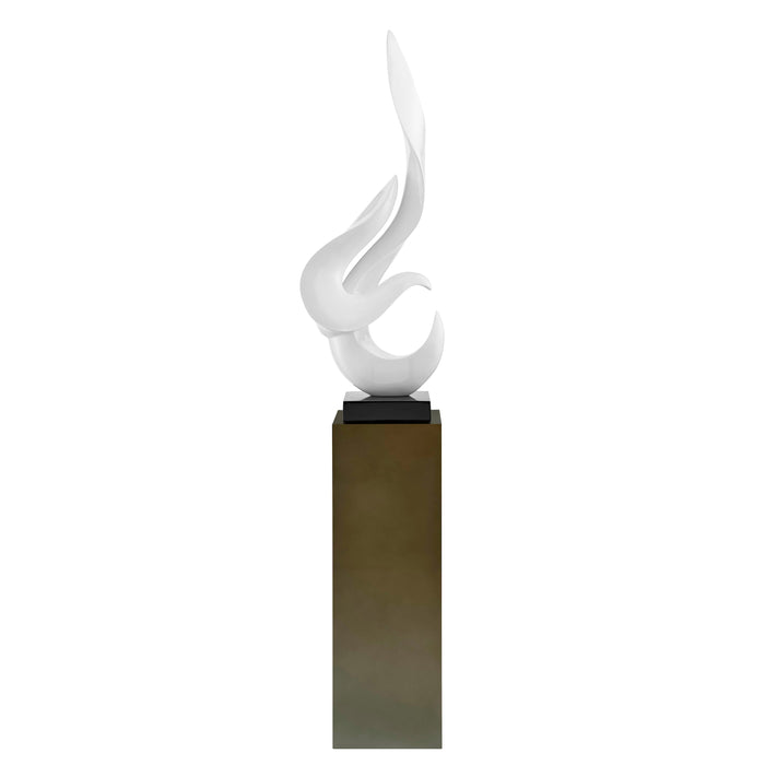 Flame 65" Tall Floor Sculpture // White With Gray Stand