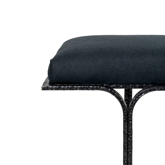 Bryn Black Linen Bench - DecorGalore4U
