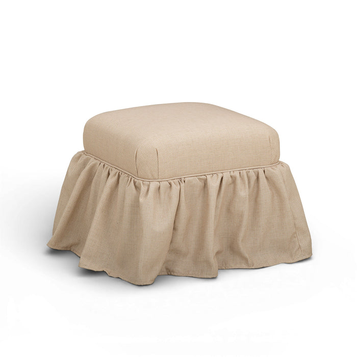 Gertrude - Performance Linen Skirted Ottoman - Yellow - DecorGalore4U