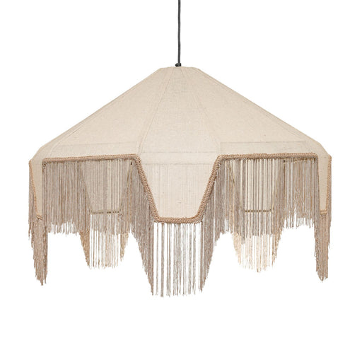 Buchanan - Fabric Fringed Angled Pendant Light - Natural - DecorGalore4U