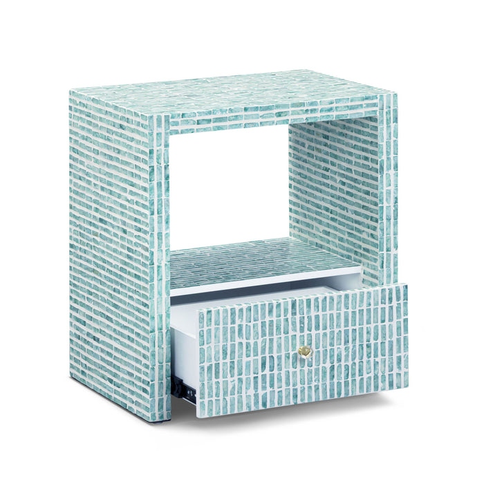 Tia - Mother Of Pearl Nightstand - Blue