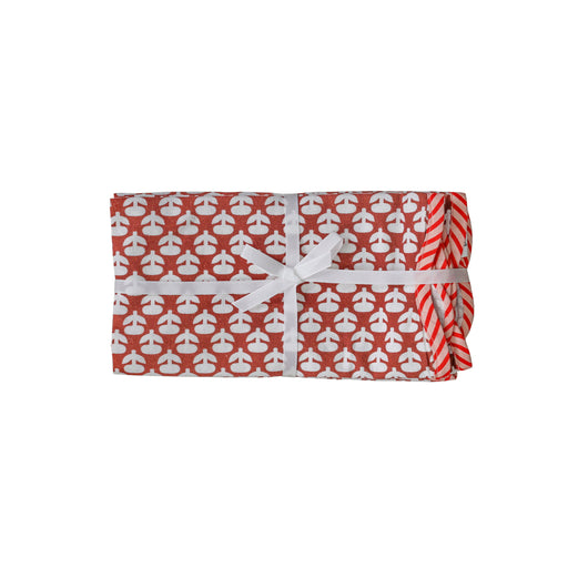 Crissy - Cotton Canvas Printed Napkins (Set of 4) - Rust Vintage Floral - DecorGalore4U