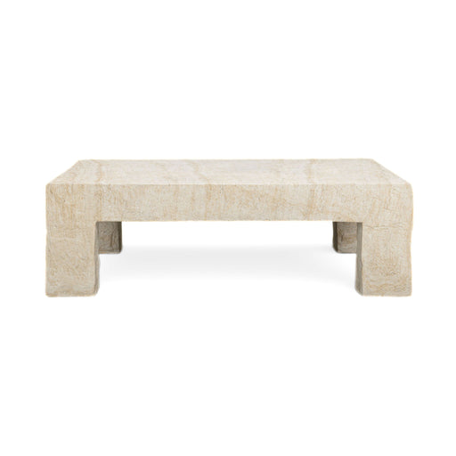 Roxanne - Faux Slab Indoor / Outdoor Large Coffee Table - Travertine - DecorGalore4U