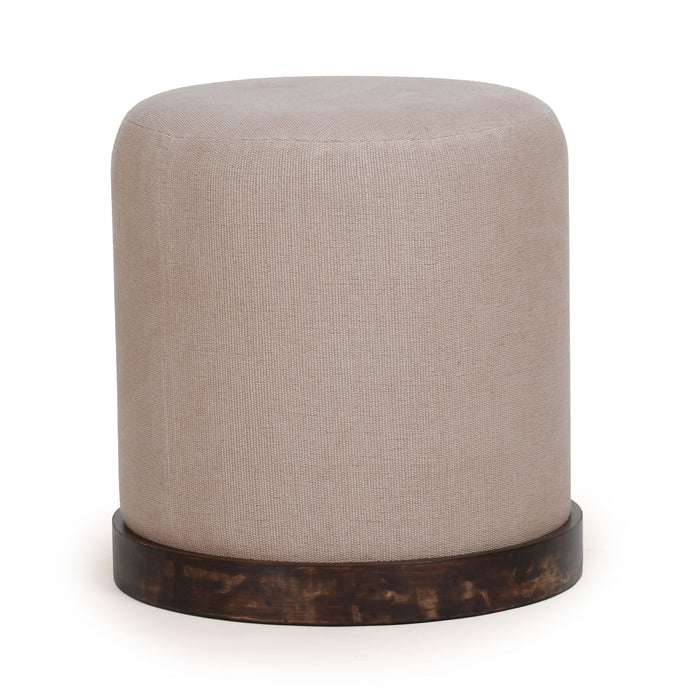 Como - Burl and Cotton Jute Designer Accent Stool - Peach - DecorGalore4U