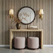 Como - Burl and Cotton Jute Designer Accent Stool - Peach - DecorGalore4U
