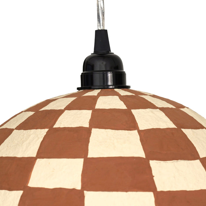 Taurus - Cotton Mache Pendant Lamp - White / Terracotta - DecorGalore4U
