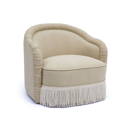 Pamela - Chenille Tassel Lounge Chair - Tan - DecorGalore4U