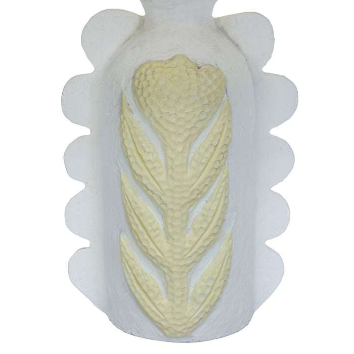 Edith - Scalloped Papier Mache Flower Pleated Table Lamp - Cream - DecorGalore4U
