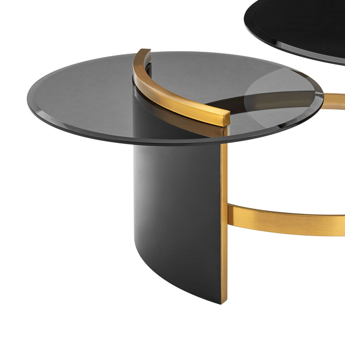 Eclipse Noir Glass Coffee Table // Black and Gold