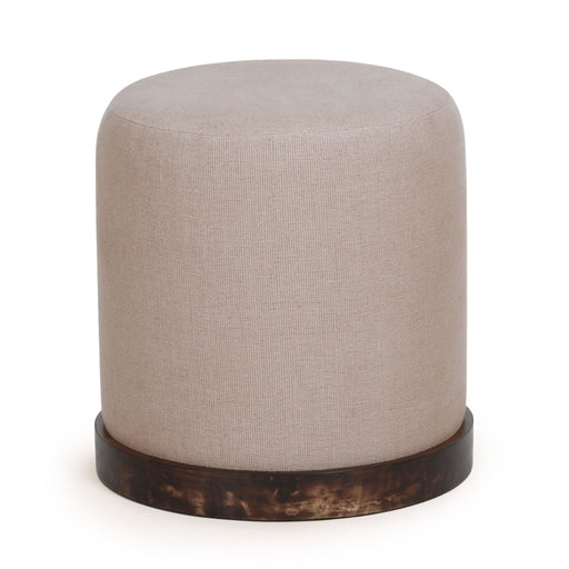 Como - Burl and Cotton Jute Designer Accent Stool - Peach - DecorGalore4U