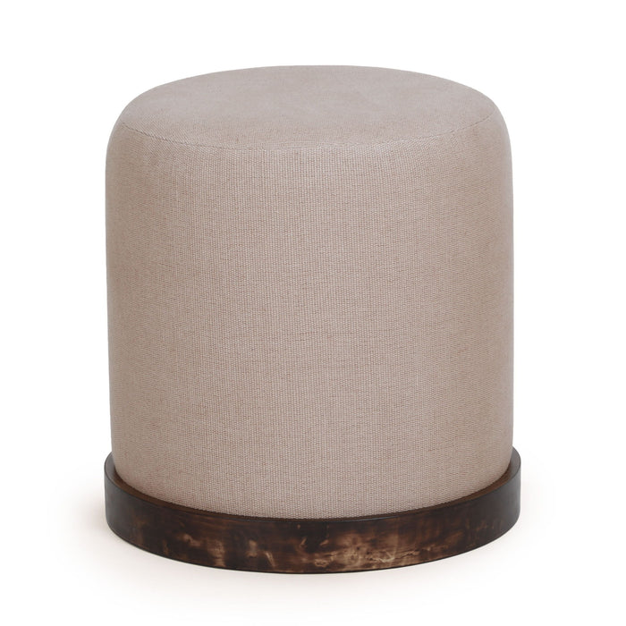 Como - Burl and Cotton Jute Designer Accent Stool - Peach - DecorGalore4U