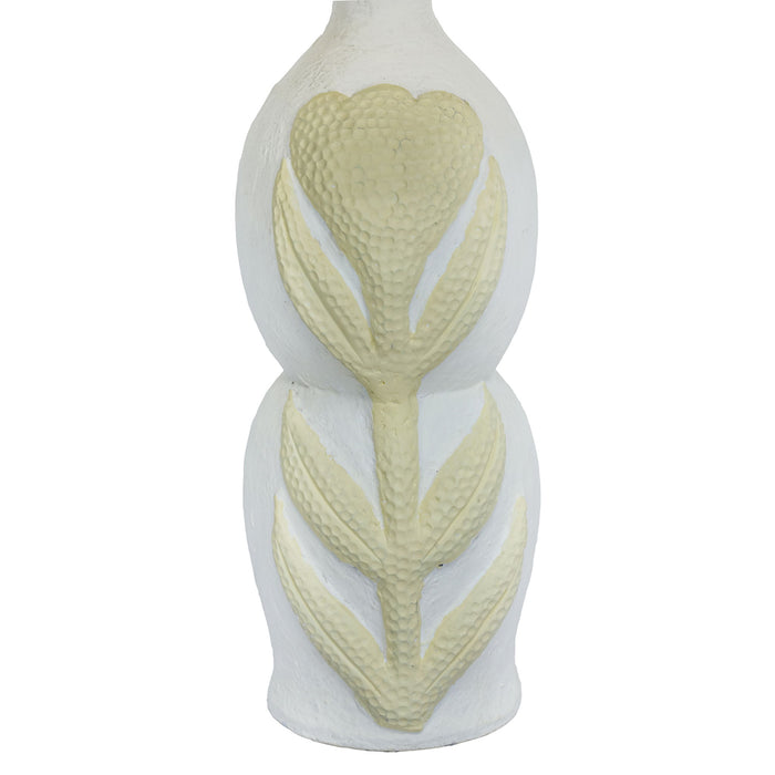 Edith - Curved Papier Mache Flower Pleated Table Lamp - Cream - DecorGalore4U