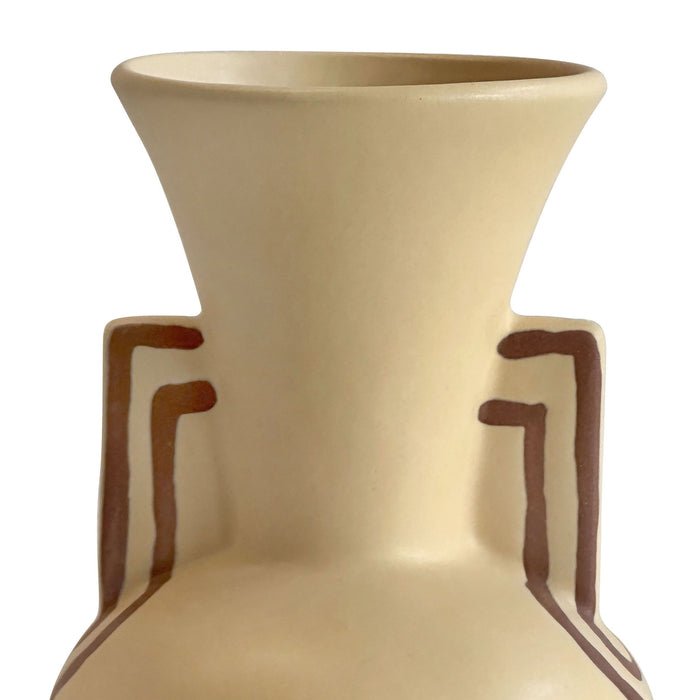 Earthenware - Line Art Trumpeter Vase - Beige
