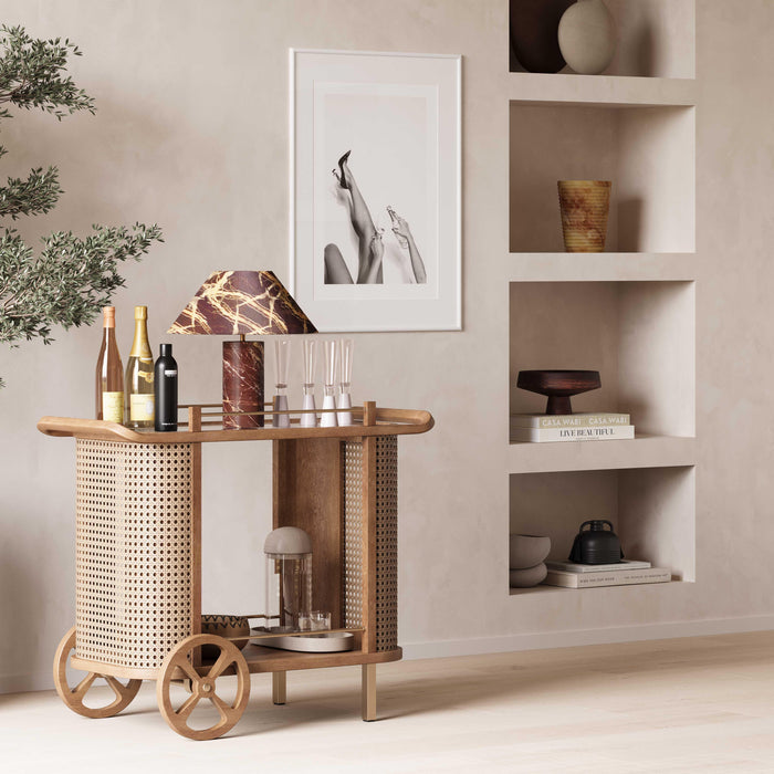 Yuma Natural Rattan Bar Cart