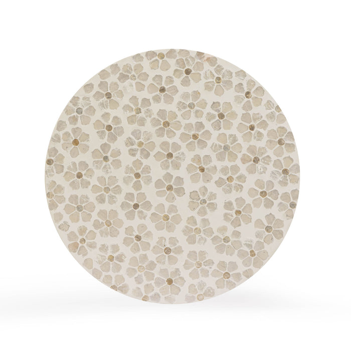 Lorna - Capiz Shell Motif Stool - Pearl Petal