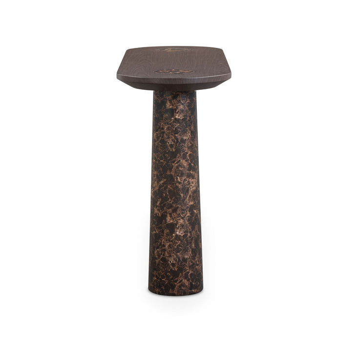 Braya - Faux Emperador Marble Console Table - Dark Brown