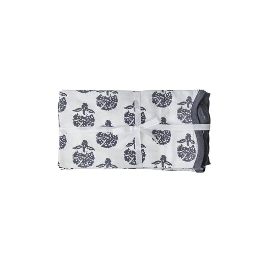 Crissy - Cotton Canvas Printed Napkins (Set of 4) - Black Vintage Floral - DecorGalore4U