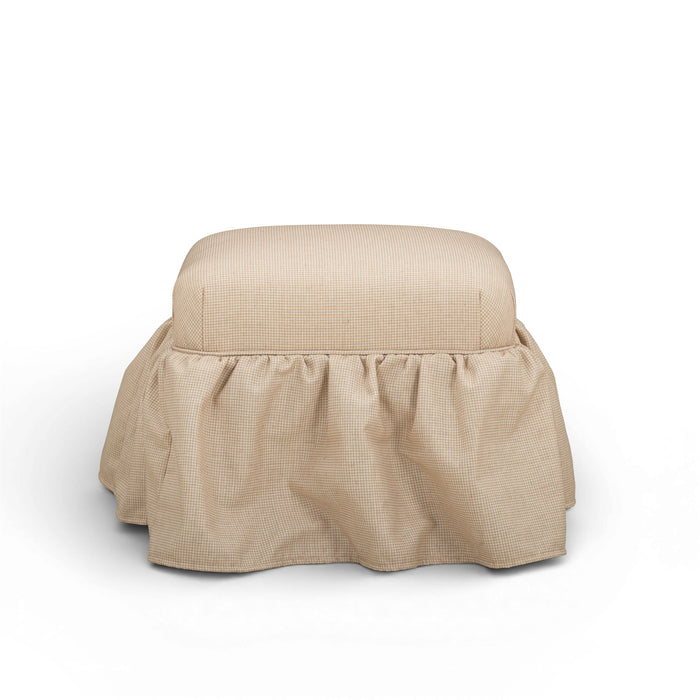 Gertrude - Performance Linen Skirted Ottoman - Yellow - DecorGalore4U