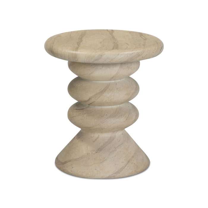 Hyre - Indoor / Outdoor Concrete Side Table - Faux Travertine