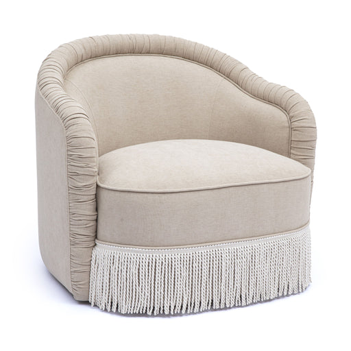 Pamela - Chenille Tassel Lounge Chair - Tan - DecorGalore4U