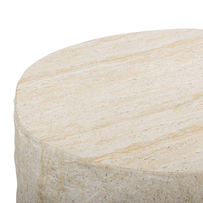 Roxanne - Faux Slab Indoor / Outdoor Side Table - Travertine