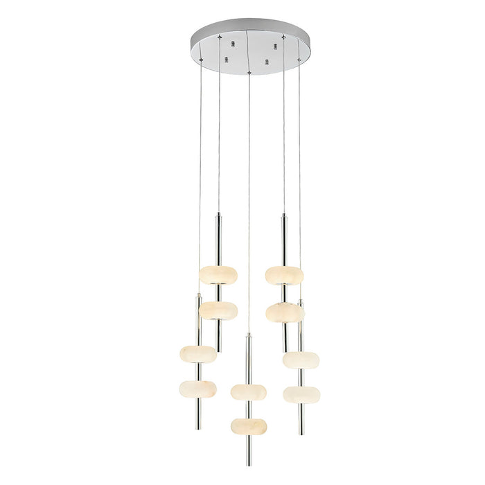 Spanish Alabaster Round Chandelier // Chrome