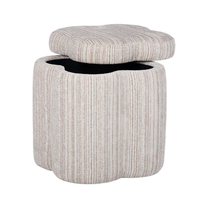 Lilou - Striped Jacquard Storage Stool - Cream