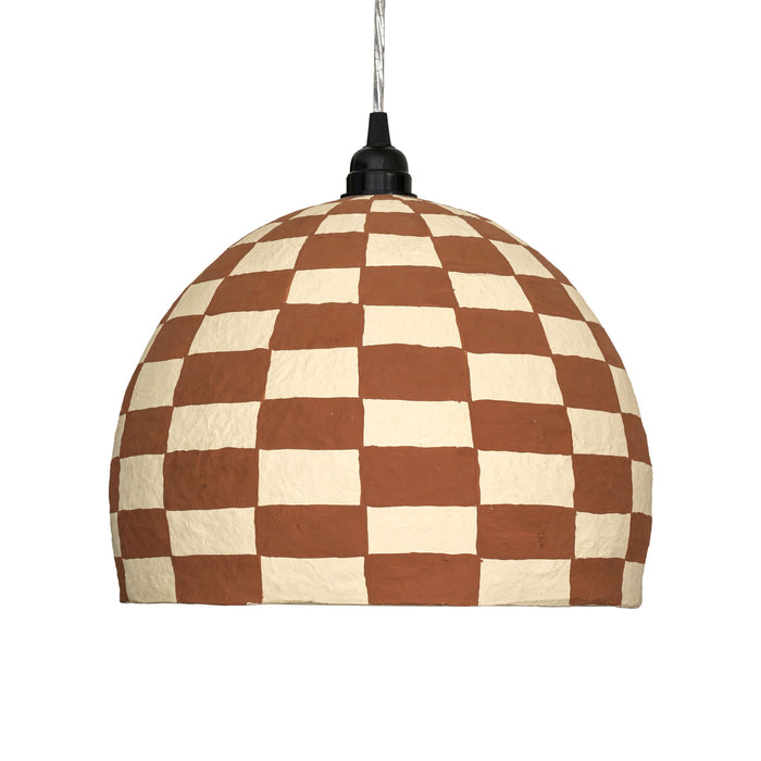 Taurus - Cotton Mache Pendant Lamp - White / Terracotta - DecorGalore4U