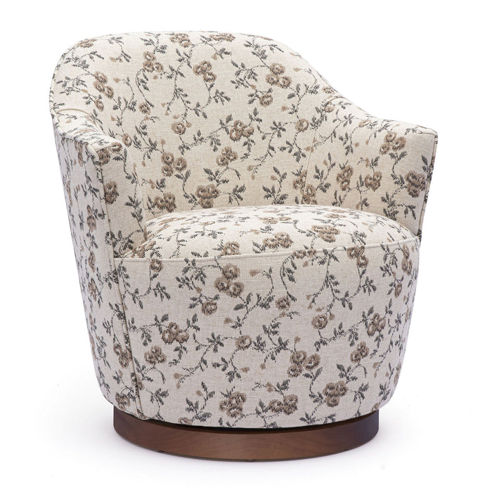 Skyla - Floral Jacquard Swivel Accent Chair - Beige