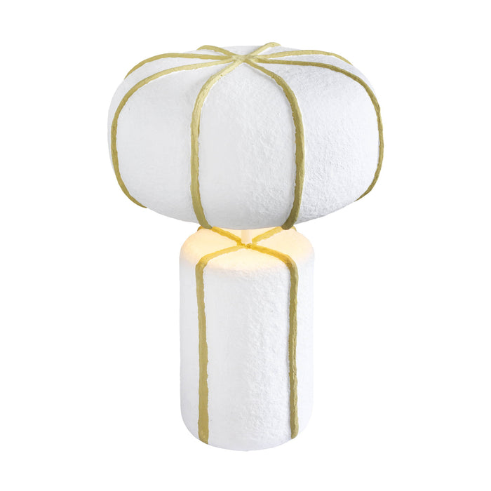 Looma - Cotton Mache Table Lamp - White / Green - DecorGalore4U