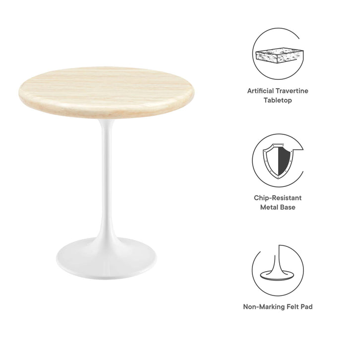 Lippa 20" Round Artificial Travertine Side Table by Modway