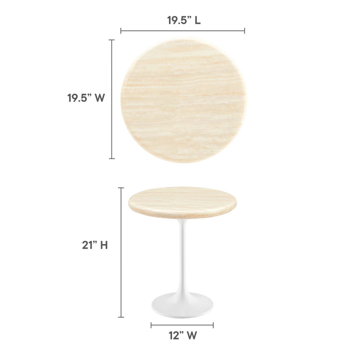 Lippa 20" Round Artificial Travertine Side Table by Modway