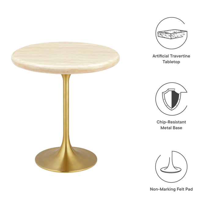 Lippa 20" Round Artificial Travertine Side Table by Modway